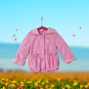 LONDON FOG GIRL'S FLEECE LINED JACKET‎ SIZE 12 MTHS. NWT HAS HOOD
